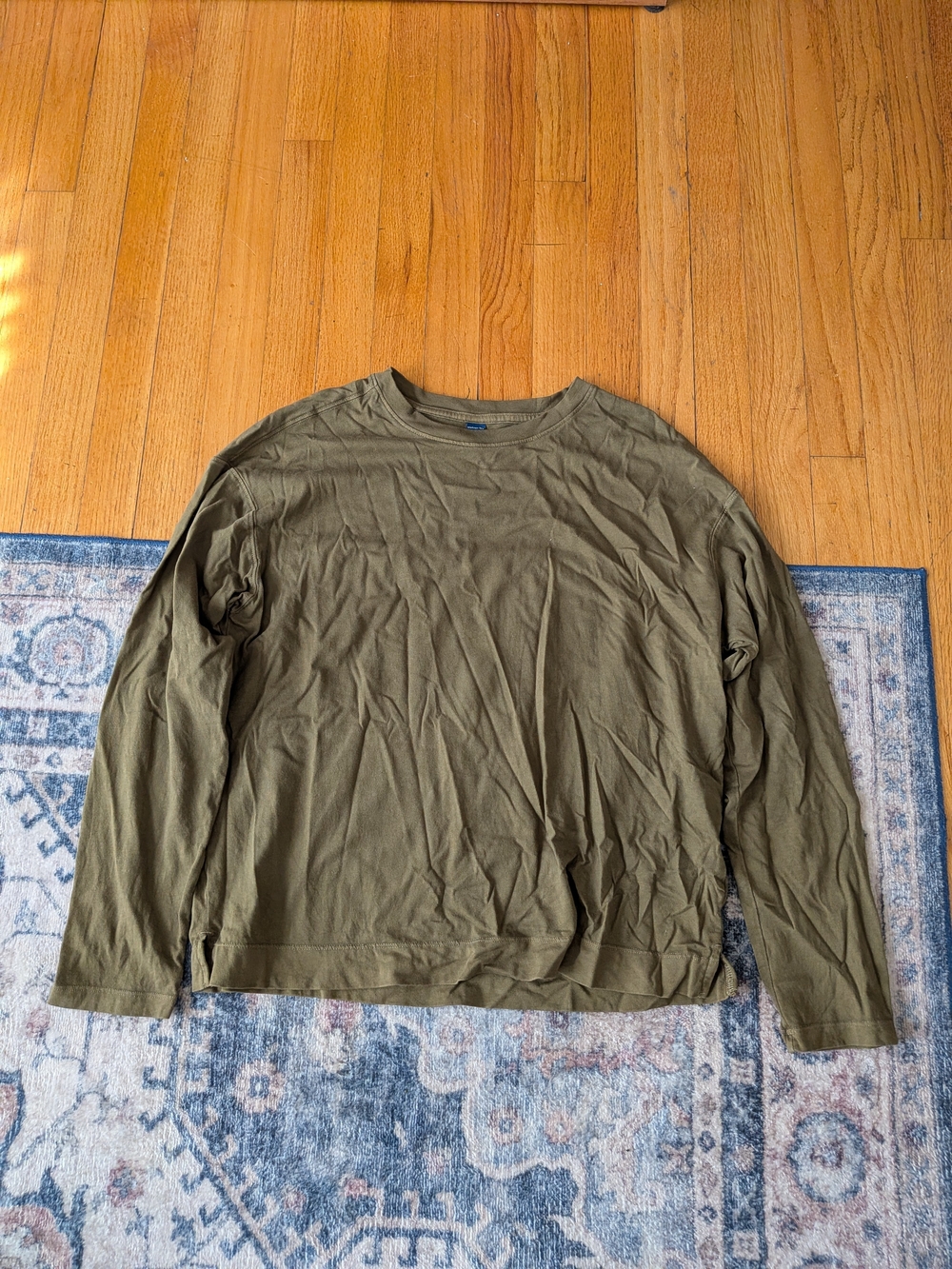 Womens Olive Long-Sleeve Crewneck Shirt